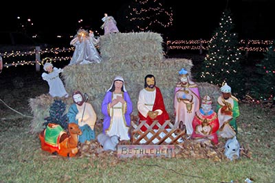 A photographic image of the nativity scene at Menaul School, Albuquerque, New Mexico.