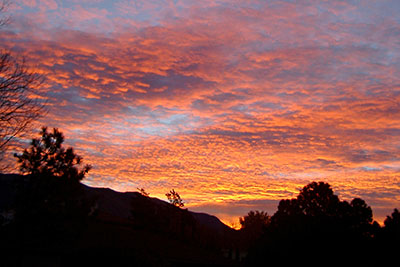 A photographic image of a winter sunrise in Albuquerque, New Mexico.