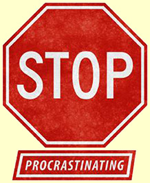 An image of a stop sign that says, 'Stop Procrastinating'.