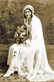 A vintage photographic image of a young bride.