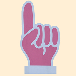 An image of a hand sign that points up.