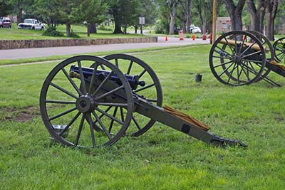 A photographic image of Civil War cannons at Fort Stanton, New Mexico.