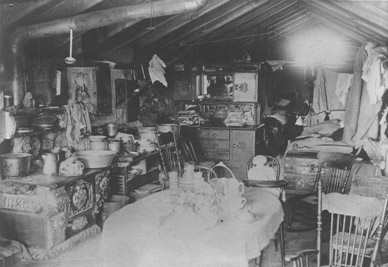 A photographic image of interior of a dugout in Logan County, Kansas.