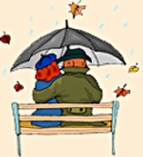 An image of a couple in the rain.